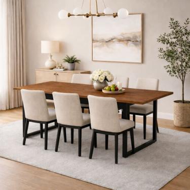 Imagem de Mesa de Jantar Industrial 190cm Para 6 Lugares Área Gourmet Varanda