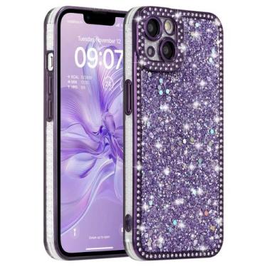 Imagem de Capa FABSPARK para iPhone 16e 6,1" Roxa com Brilho e Diamantes