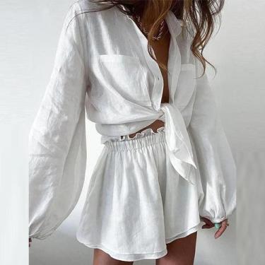Imagem de Conjuntos De Roupas Femininas De Verão Em 2 Peças, Blusa Solta De Mang