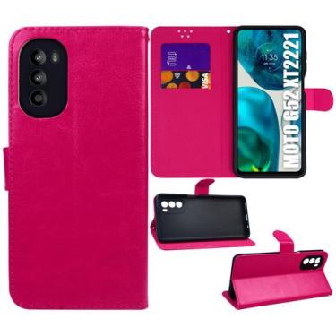 Imagem de Capa Carteira Couro ROSA compativel Moto G52 XT2221 6.6  - Luiza Cell2