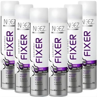 Imagem de Kit 6 Spray Fixador De Cabelo Profissional Neez Laque Fixação Forte Ja