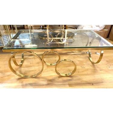 Imagem de Mesa de Centro Retangular Moderna Metal Dourado T Vidro Luxo - LUXdéco