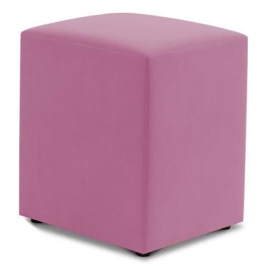 Imagem de Puff Decorativo Sala de Estar Quadrado 36x47cm Suede Rosa - Desk Desig
