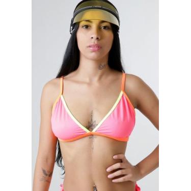 Imagem de Top Fixo Texturado Alça Laranja Neon - Leahmar, GG, Rosa neon