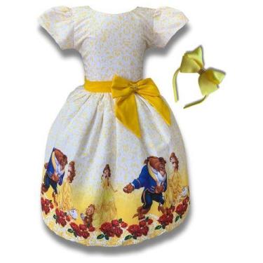 Imagem de Vestido Infantil Festa Princ Bela E A Fera Luxo C/tule Festa - Bento E