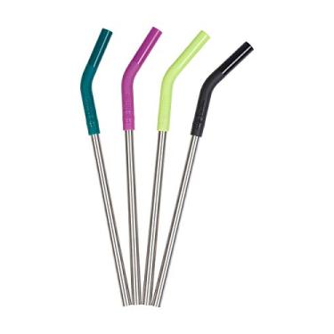 Imagem de Klean Kanteen Pacote com 4 canudos, aço inoxidável com pontas de silicone seguras e removíveis – 8 mm de diâmetro – multicolorido, tamanho único (1005789)