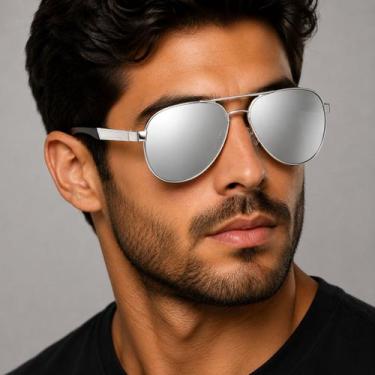 Imagem de Óculos De Sol Masculino Polarizado Uv400 Luxuoso Vinkin 379 Cinza Espe