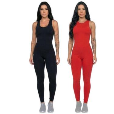 Imagem de KIT 2 Macacão Fitness Liso Bella Fiore Sem Bojo Suplex Roupa De Academ