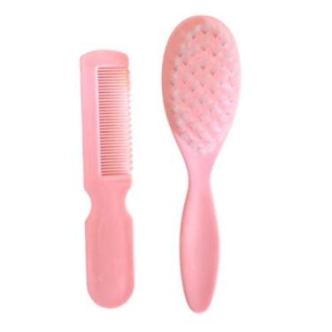 Imagem de Kit Banho do Bebê 2 Peças Escova e Pente Macio para Enxoval Recém Nasc