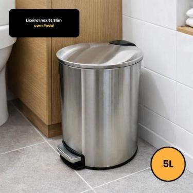 Imagem de Lixeira Inox 5L Slim Com Pedal - POWERMAID