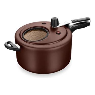 Imagem de Panela de Pressão 6L Tampa Visor Vidro MTA Antiaderente Grande Alumíni