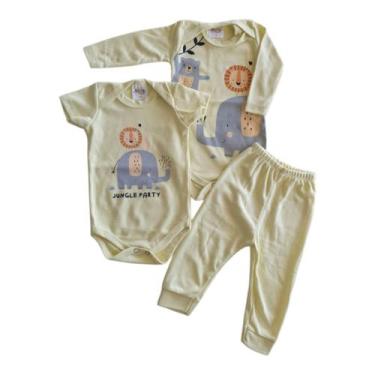 Imagem de Conjunto de 3 peças 2 Body Manga Longa e Curta + Calça Masculino para 