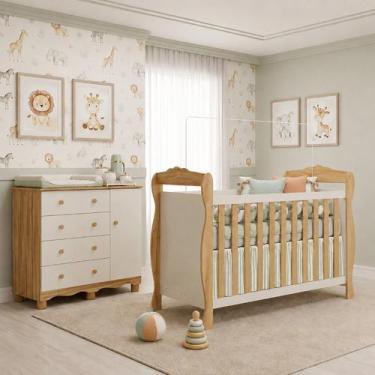 Imagem de Conjunto Quarto de Bebê MDF Nina Off White Amêndoa Espresso Móveis