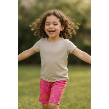 Imagem de Short Ciclista Menina Verão com Estampa Floral Lúdica Kyly, Rosa choqu