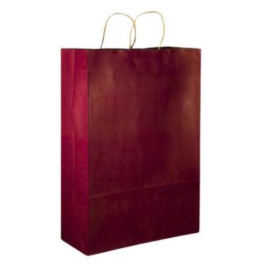 Imagem de Sacola de Papel Kraft Pardo Vermelha Bolsa - 10 UNIDADES - MLBPEL