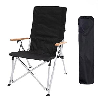 Imagem de GQYYS Cadeira portátil dobrável para acampamento, reclinável ajustável em três velocidades, cadeira portátil de liga de alumínio, com bolsa de transporte para atividades ao ar livre, acampamento, churrasco, praia, etc. - preto super