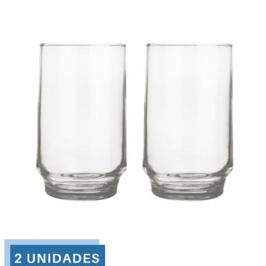 Imagem de Jogo 2 Copos 300ml Vidro Lights Suco Agua Transparente Nadir