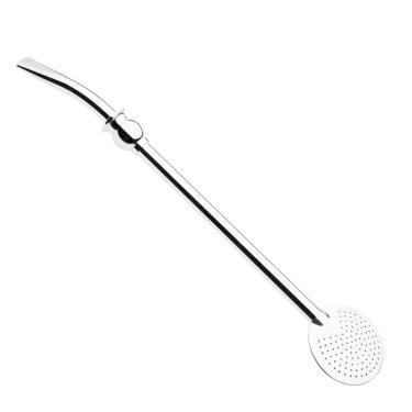 Imagem de Bomba Chimarrão Mate Tereré 23cm Aço Niquelado Com Anel 258 - Taumer