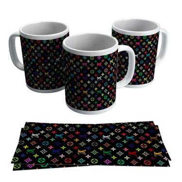 Imagem de Caneca Porcelana Divertida Marca Louis Vuitton LV Colorida