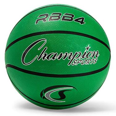 Imagem de Champion Sports Bola de basquete intermediária de borracha, resistente - bolas de basquete de estilo profissional, equipamento de basquete premium, ambientes internos e externos - suprimentos de educação esportiva (tamanho 6, verde), 72,4 cm de diâmetro