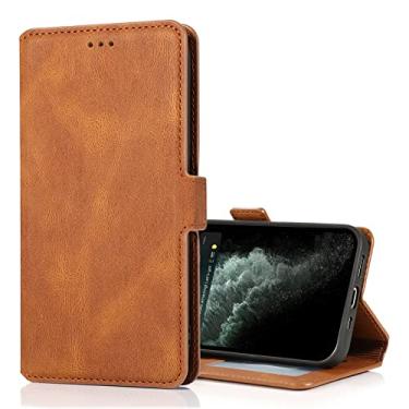 Imagem de GSYH Capa carteira para iPhone 13 Pro Max / 13 Pro / 13/13 Mini, Capa protetora de couro PU com slot para cartão à prova de choque TPU Kickstand, Flip Folio Capa para celular Proteção de câmera, Marrom, 13pro 15,1 cm