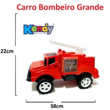 Imagem de Caminhão Bombeiro Grande 38cm Carro Vermelho Com Escada - Kendy