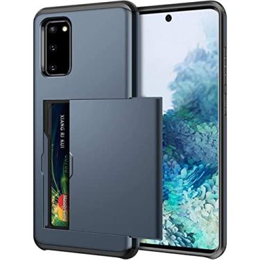 Imagem de Capa protetora para Samsung Galaxy S20 S21 Plus Note20 Ultra FE 5G com suporte para cartão, capa protetora dura azul marinho, para Galaxy S10 Plus
