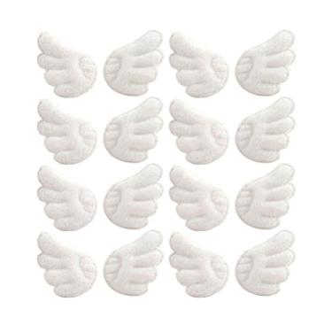 Imagem de ABOOFAN 15 pares de mini asas de anjo pequenas apliques de asas de tecido para artesanato DIY branco 3D asas adesivas roupas aplicação