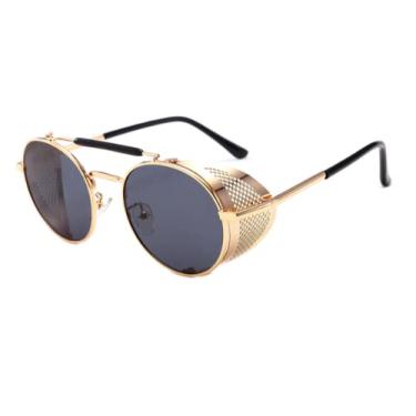 Imagem de Óculos de sol masculinos e femininos Vintage Steampunk óculos de sol masculinos design redondo óculos de sol de metal vapor punk para mulheres uv400 gafas de sol, 5, china
