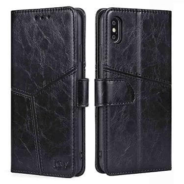 Imagem de Estojo Fólio de Capa de Telefone for ALCATEL 1X 2019 WITH FINGERPRINT HOLE, Couro PU Premium Capa Slim Fit, 3 slots de cartão, Alinhar recortes, Preto