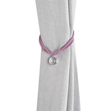 Imagem de Cortina de borla com contas de cristal Acessórios para quarto Suportes de cortinas Fivela Corda Decoração para casa Cortina de miçangas Atadura, Roxo, 1 peça