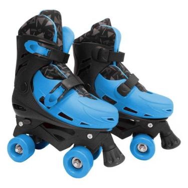 Imagem de Patins Quad Roller 4 Rodas 33-40 Azul E Preto Ajustável - Dm Toys