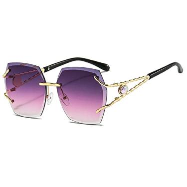 Imagem de Óculos de sol femininos de luxo sem moldura óculos de sol masculinos sombras a forma irregular ao ar livre senhoras diamante óculos de sol uv400,5, china