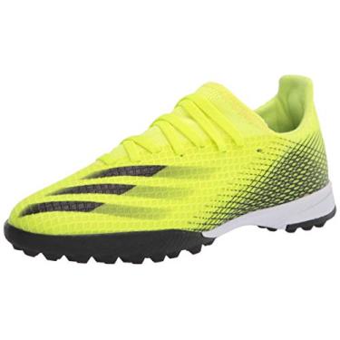 Imagem de adidas Tênis de futebol unissex infantil X Ghosted.3, Amarelo solar/preto/azul real (grama), 11.5 Little Kid