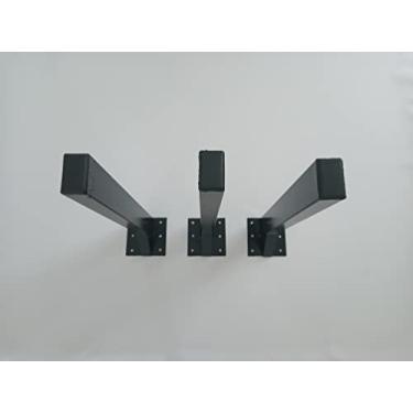 Imagem de Kit Suporte Mão Francesa Reforçado 50 Cm para Bancada, Balcão e Pia com 3 Peças na Cor Preta