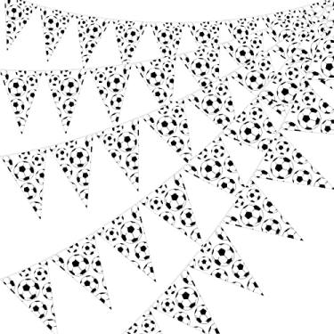 Imagem de Decorações de festa de futebol tema de futebol suprimentos de festa bandeira bandeira bandeira de futebol decorações de festa 48 bandeiras piñatas de futebol para festa de aniversário decoração de liga de futebol, 1,8 m de comprimento