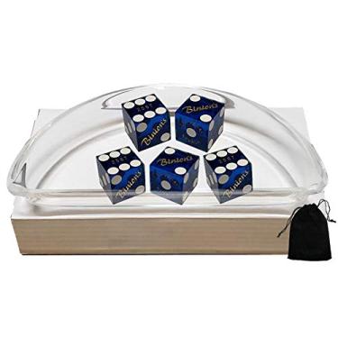 Imagem de Cyber-Deals Kit de dados craps – autêntico Las Vegas Casino 19 mm Craps Dice (conjunto de 5), Barco de Dados de Acrílico, Bolsa de Armazenamento de Dados (Azul Polido))