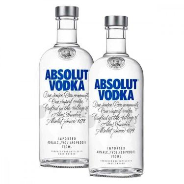 Imagem de Kit Vodka Sueca Absolut Natural 750ml com 2 Unidades