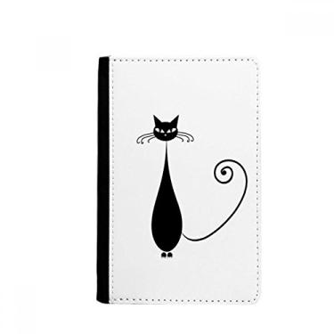 Imagem de Adorável gato preto amante arte animal contorno porta passaporte notecase burse carteira porta-cartão, Multicolor