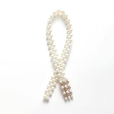 Imagem de Fivela de cortina simples, sem perfurar, sem instalação, laços de cortina elásticos de pérola DIY criativos, linha de tiras, 1 peça