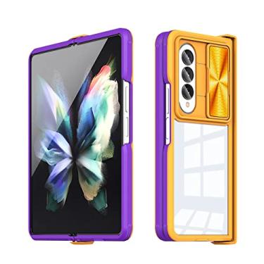 Imagem de Estojo de proteção para câmera deslizante antiderrapante para Samsung Galaxy Z Fold 4 5G Fold4 Zfold4 Antiderrapante Saco de telefone acrílico transparente, amarelo e roxo, outros