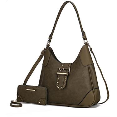 Imagem de MKF Collection Bolsas de ombro para mulheres, bolsa cruzada, bolsa transversal Hobo lateral e carteira carteira de carteira combinando, Azeitona Juliette