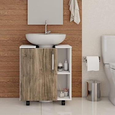 Imagem de Gabinete de Coluna 01 Porta Sara Yescasa Branco Branco Chess/carvalho Dark