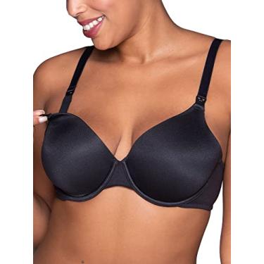 Imagem de Vanity Fair Sutiãs femininos de amamentação para amamentação: bojo elástico com aro com clipe frontal, disponível em várias embalagens, Preto, 34DD