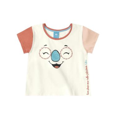 Imagem de Camiseta Infantil Feminina Bege com Rosa Lilica Ripilica