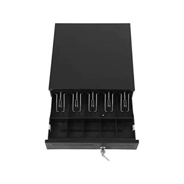 Imagem de Caixa registradora de 16" para sistema de ponto de venda (POS) com bandeja de dinheiro de 2 camadas totalmente removível, 4 notas/5 moedas, DC12V-24V, fechadura com chave RJ11, slot de mídia dupla, ga