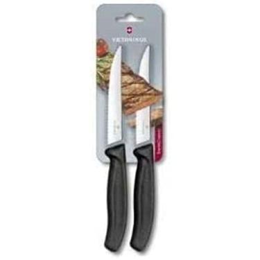 Imagem de Conjunto com 2 facas Victorinox Swiss Classic lâmina serrilhada para pizza/steak, cabo Preto, 12cm