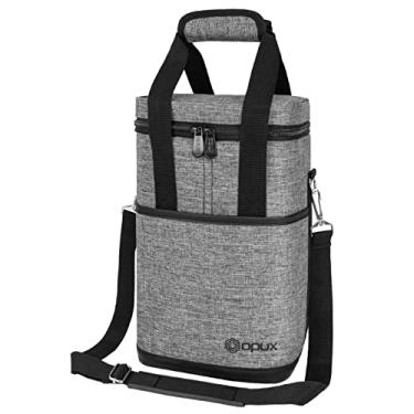Imagem de OPUX 4 e 6 garrafas de vinho Cooler Bag | Porta-garrafas de vinho para viagem | Sacola de vinho com alça de ombro ajustável e proteção acolchoada, Heather Gray, 4 Bottle, 1