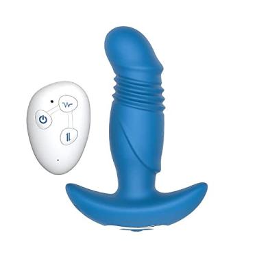 Imagem de plug anal silicone com vibração vai e vem controle remoto nv toys azul