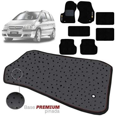 Imagem de Jogo de Tapete Carpete Tevic Pinado Chevrolet Zafira 2001 Até 2012 7 Lugares Impermeável Lavável Logo Bordado 5 Peças